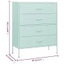 Mint green steel drawer cabinet 80x35x101.5 cm by , Drawers - Ref: Foro24-336203, Price: 177,51 €, Discount: %