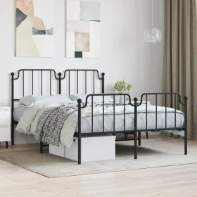 Black metal headboard and footboard bed frame 140x200 cm by , Beds and slatted bases - Ref: Foro24-373906, Price: 104,86 €, D...