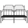 Black metal headboard and footboard bed frame 140x200 cm by , Beds and slatted bases - Ref: Foro24-373906, Price: 104,86 €, D...