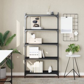 Librería de 5 estantes madera de ingeniería negro 80x30x154 cm de , Librerías y estanterías - Ref: Foro24-837677, Precio: 61,...
