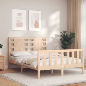 Doppelbettgestell mit Kopfteil aus Massivholz von , Betten und Lattenroste - Ref: Foro24-3192791, Preis: 149,46 €, Rabatt: %