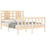 Double bed frame with solid wood headboard by , Beds and slatted bases - Ref: Foro24-3192791, Price: 149,46 €, Discount: %