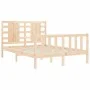 Double bed frame with solid wood headboard by , Beds and slatted bases - Ref: Foro24-3192791, Price: 149,46 €, Discount: %