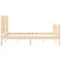 Double bed frame with solid wood headboard by , Beds and slatted bases - Ref: Foro24-3192791, Price: 149,46 €, Discount: %