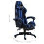 Silla gaming con reposapiés cuero sintético negro y azul en Sillas de oficina | Comprar online en Foru.es