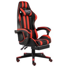 Silla gaming con reposapiés cuero sintético negro y rojo en Sillas de oficina | Comprar online en Foru.es