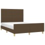 Estructura de cama con cabecero de tela marrón oscuro 140x190cm de , Camas y somieres - Ref: Foro24-3125214, Precio: 209,96 €...