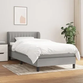 Cama box spring con colchón tela gris claro 90x190 cm de , Camas y somieres - Ref: Foro24-3126365, Precio: 299,16 €, Descuent...