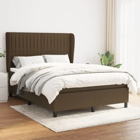 Box spring bed with dark brown fabric mattress 140x200 cm by , Beds and slatted bases - Ref: Foro24-3128128, Price: 492,95 €,...