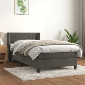Box spring bed with dark gray velvet mattress 90x190 cm by , Beds and slatted bases - Ref: Foro24-3131052, Price: 292,95 €, D...