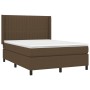 Cama box spring con colchón tela marrón oscuro 140x190 cm de , Camas y somieres - Ref: Foro24-3131588, Precio: 504,35 €, Desc...