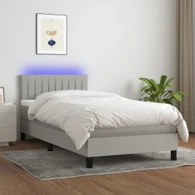 Cama box spring colchón y luces LED tela gris claro 90x190 cm de , Camas y somieres - Ref: Foro24-3133277, Precio: 290,44 €, ...