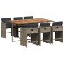 Set comedor jardín 7 pzas y cojines ratán sintético gris en Conjuntos de jardín | Comprar online en Foru.es