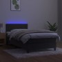 Cama box spring colchón y LED terciopelo gris oscuro 90x200 cm de , Camas y somieres - Ref: Foro24-3134502, Precio: 294,80 €,...