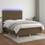 Cama box spring colchón luces LED tela marrón oscuro 140x190 cm de , Camas y somieres - Ref: Foro24-3135592, Precio: 503,74 €...