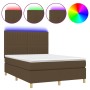 Cama box spring colchón luces LED tela marrón oscuro 140x190 cm de , Camas y somieres - Ref: Foro24-3135592, Precio: 503,74 €...