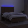Cama box spring colchón luces LED tela marrón oscuro 140x190 cm de , Camas y somieres - Ref: Foro24-3135592, Precio: 503,74 €...