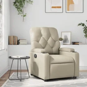 Sillón reclinable de cuero sintético crema de , Sillones - Ref: Foro24-372504, Precio: 195,58 €, Descuento: %