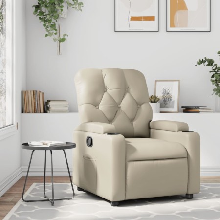 Sillón reclinable de cuero sintético crema de , Sillones - Ref: Foro24-372504, Precio: 212,91 €, Descuento: %