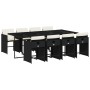 Set de comedor de jardín 9 pzas y cojines ratán sintético negro en Conjuntos de jardín | Comprar online en Foru.es