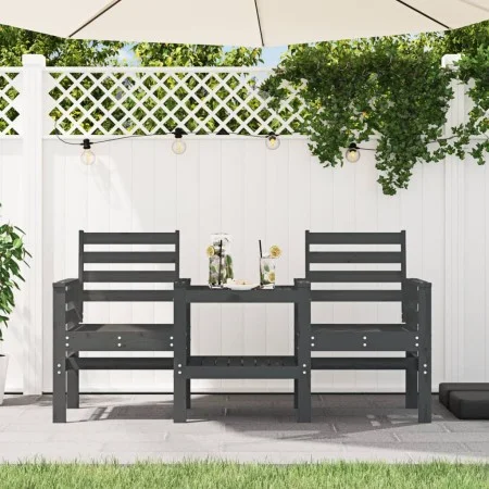 Banco de jardín con mesa 2 plazas madera maciza de pino gris de , Bancos de jardín - Ref: Foro24-825158, Precio: 171,95 €, De...