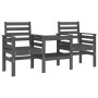 Banco de jardín con mesa 2 plazas madera maciza de pino gris de , Bancos de jardín - Ref: Foro24-825158, Precio: 174,26 €, De...