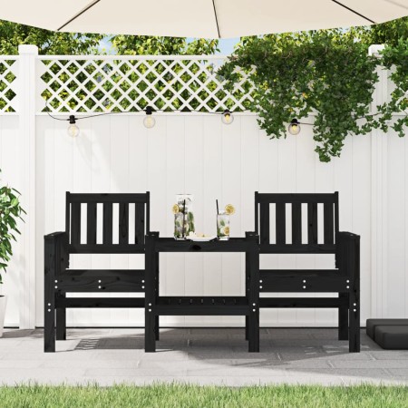 Banco de jardín con mesa 2 plazas madera maciza de pino negro de , Bancos de jardín - Ref: Foro24-825153, Precio: 174,63 €, D...