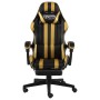Silla gaming con reposapiés cuero sintético negro y dorado en Sillas de oficina | Comprar online en Foru.es