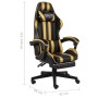 Silla gaming con reposapiés cuero sintético negro y dorado en Sillas de oficina | Comprar online en Foru.es