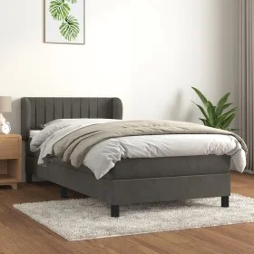 Box spring bed with dark gray velvet mattress 90x190 cm by , Beds and slatted bases - Ref: Foro24-3127584, Price: 292,81 €, D...