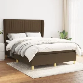 Cama box spring con colchón tela marrón oscuro 140x200 cm de , Camas y somieres - Ref: Foro24-3128688, Precio: 495,08 €, Desc...