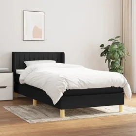 Cama box spring con colchón tela negro 90x190 cm de , Camas y somieres - Ref: Foro24-3130395, Precio: 271,03 €, Descuento: %