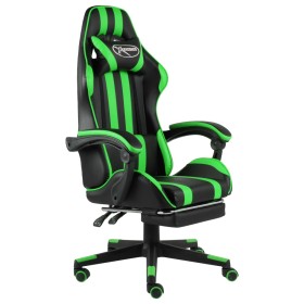 Silla gaming con reposapiés cuero sintético negro y verde en Sillas de oficina | Comprar online en Foru.es