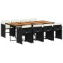 Set de comedor de jardín 9 pzas y cojines ratán sintético negro en Conjuntos de jardín | Comprar online en Foru.es
