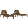 Tumbonas con mesa 2 uds madera maciza de pino marrón miel de , Tumbonas - Ref: Foro24-3157682, Precio: 242,71 €, Descuento: %