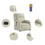 Sillón reclinable de masaje cuero sintético crema de , Sillones - Ref: Foro24-373530, Precio: 288,71 €, Descuento: %