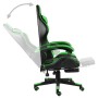 Silla gaming con reposapiés cuero sintético negro y verde en Sillas de oficina | Comprar online en Foru.es