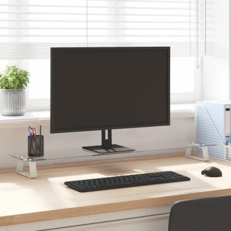 Soporte de monitor vidrio templado y metal blanco 100x20x8 cm de , Bases y elevadores para ordenadores - Ref: Foro24-374218, ...