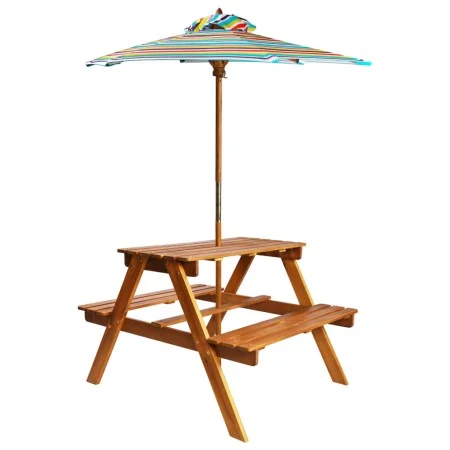 Mesa de pícnic infantil y sombrilla acacia maciza 79x90x60 cm de vidaXL, Mesas de jardín - Ref: Foro24-43990, Precio: 134,84 ...