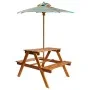Mesa de pícnic infantil y sombrilla acacia maciza 79x90x60 cm de vidaXL, Mesas de jardín - Ref: Foro24-43990, Precio: 134,84 ...