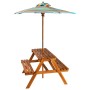 Mesa de pícnic infantil y sombrilla acacia maciza 79x90x60 cm de vidaXL, Mesas de jardín - Ref: Foro24-43990, Precio: 137,76 ...
