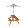 Mesa de pícnic infantil y sombrilla acacia maciza 79x90x60 cm de vidaXL, Mesas de jardín - Ref: Foro24-43990, Precio: 137,76 ...
