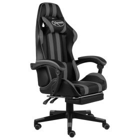 Silla gaming con reposapiés cuero sintético negro y gris en Sillas de oficina | Comprar online en Foru.es