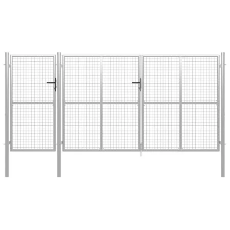 Silver steel garden gate 400x150 cm by vidaXL, garden gates - Ref: Foro24-144349, Price: 596,92 €, Discount: %