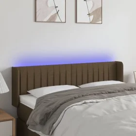 Dunkelbraunes Stoffkopfteil mit LED 147x16x78/88 cm von , Kopf- und Fußteile - Ref: Foro24-3123475, Preis: 68,87 €, Rabatt: %