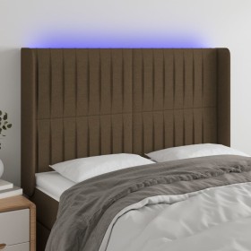 Cabecero con LED de tela marrón oscuro 147x16x118/128 cm de , Cabeceros y pies de cama - Ref: Foro24-3124287, Precio: 119,52 ...