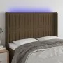 Cabecero con LED de tela marrón oscuro 147x16x118/128 cm de , Cabeceros y pies de cama - Ref: Foro24-3124287, Precio: 116,61 ...