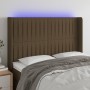 Cabecero con LED de tela marrón oscuro 147x16x118/128 cm de , Cabeceros y pies de cama - Ref: Foro24-3124287, Precio: 119,52 ...