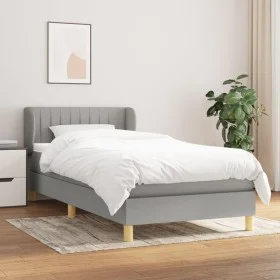 Box spring bed with light gray fabric mattress 90x200 cm by , Beds and slatted bases - Ref: Foro24-3126933, Price: 316,73 €, ...