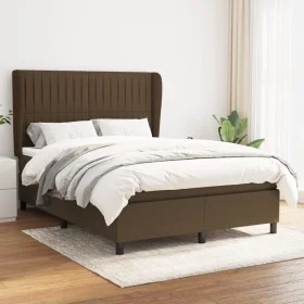 Cama box spring con colchón tela marrón oscuro 140x190 cm de , Camas y somieres - Ref: Foro24-3128120, Precio: 508,24 €, Desc...